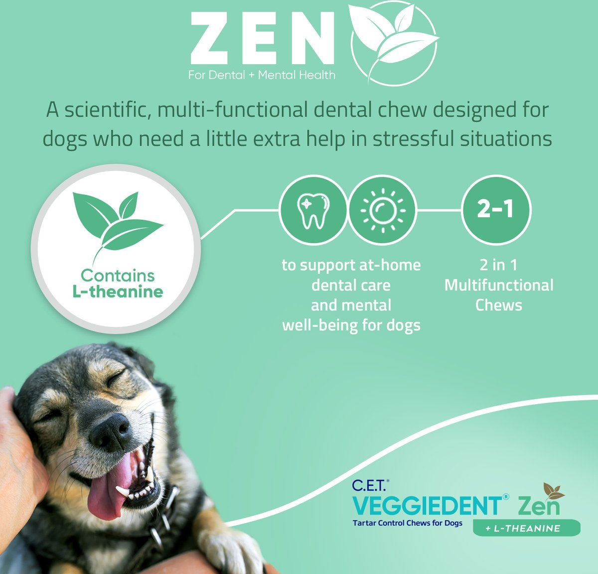 C.E.T. VeggieDent Zen Tartar Control Chews for Extra Small Dogs