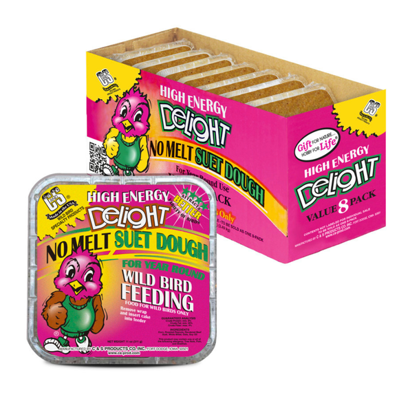 C&S High Energy Delight No Melt Suet Dough for Wild Birds (11 oz) - 8 Pack - Bird Food 10