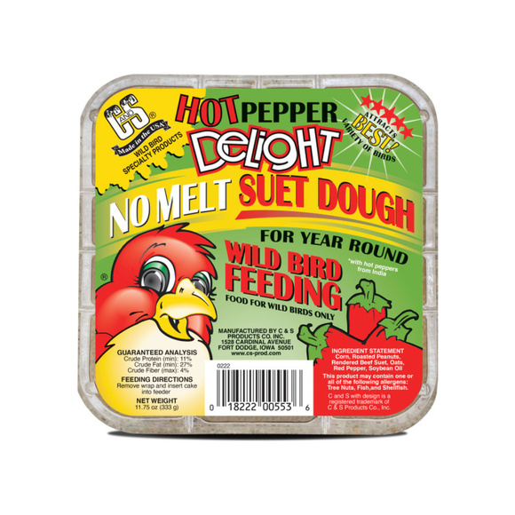 C&S Hot Pepper Delight No Melt Suet Dough for Wild Birds (11.75 oz) - 1 pack - Bird Food 1