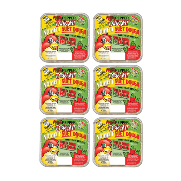 C&S Hot Pepper Delight No Melt Suet Dough for Wild Birds (11.75 oz) - 6 pack - Bird Food 13