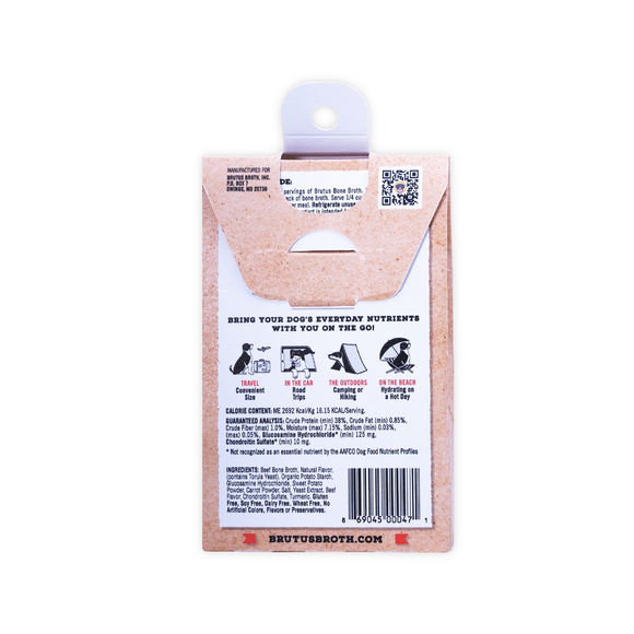 Brutus Broth "On the Go" Instant Beef Bone Broth Sticks Hip & Joint Formula with Glucosamine for Dogs (5 count)