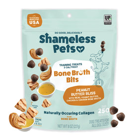 Shameless Pets Bone Broth Bits Peanut Butter Bliss Training Treats For Dogs (8 oz)