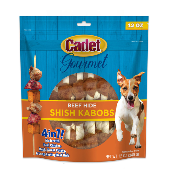 Cadet Gourmet Beef Hide Shish Kabob Dog Treats - 12 oz - Dog Treats 12