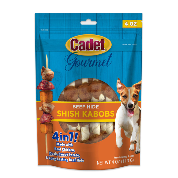 Cadet Gourmet Beef Hide Shish Kabob Dog Treats - 4 oz - Dog Treats 1