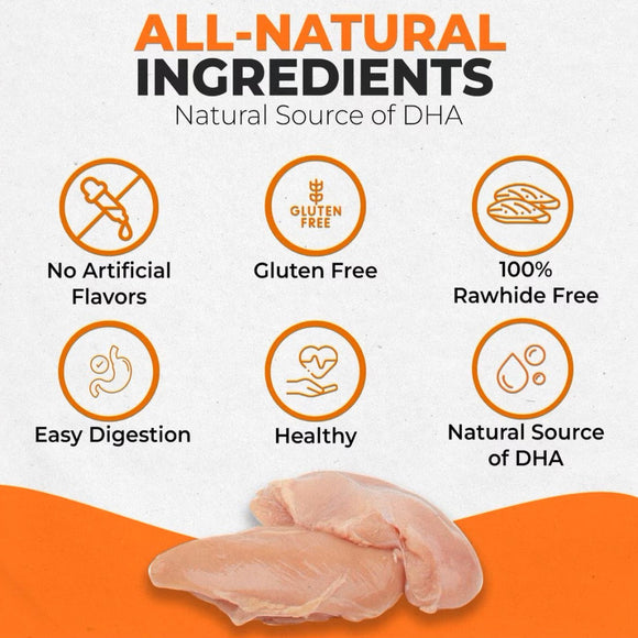 Canine Naturals Hide Free PUPPY Chicken Recipe Rolls Treats (2 Large Rolls) For Dog