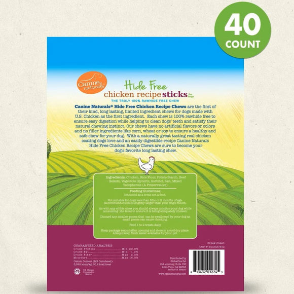 Canine Naturals Hide Free PUPPY Chicken Recipe Sticks Treats For Dog 