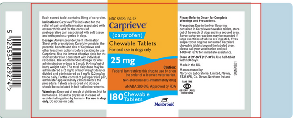 Carprieve 25mg Chewable Tablets