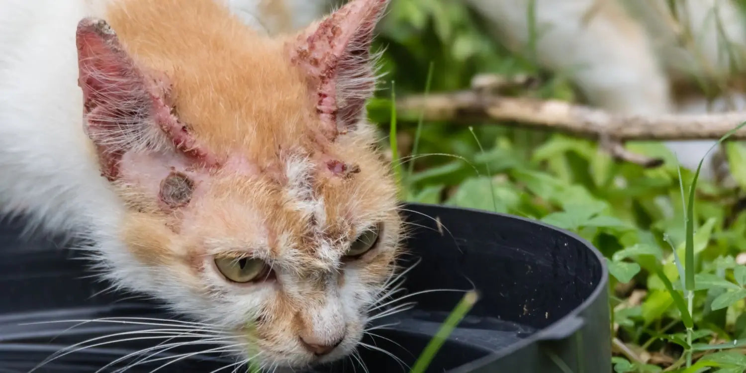 cat with Allergic Dermatitis drinking water