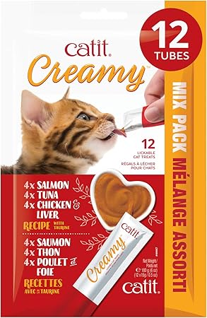 Catit Creamy Lickable Cat Treats 0.5-oz tubes - Assortment / Pack of 12 - Cat Treats 17