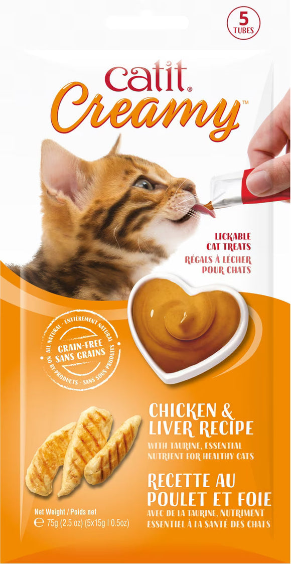 Catit Creamy Lickable Cat Treats 0.5-oz tubes - Chicken & Liver / Pack of 5 - Cat Treats 19
