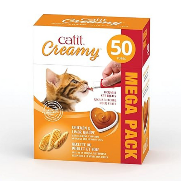 Catit Creamy Lickable Cat Treats 0.5-oz tubes - Chicken & Liver / Pack of 50 - Cat Treats 11