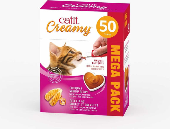 Catit Creamy Lickable Cat Treats 0.5-oz tubes - Chicken & Shrimp / Pack of 50 - Cat Treats 23