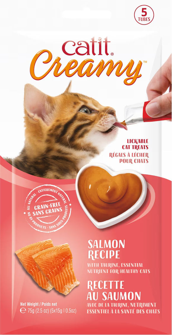 Catit Creamy Lickable Cat Treats 0.5-oz tubes - Salmon / Pack of 5 - Cat Treats 20