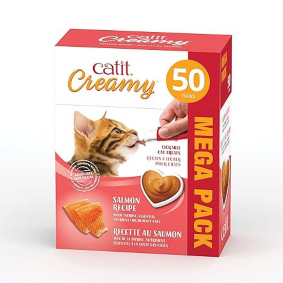 Catit Creamy Lickable Cat Treats 0.5-oz tubes - Salmon / Pack of 50 - Cat Treats 13