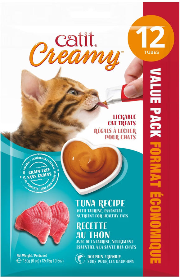 Catit Creamy Lickable Cat Treats 0.5-oz tubes - Tuna / Pack of 12 - Cat Treats 24