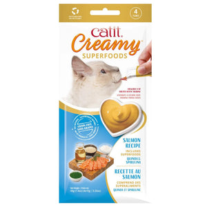 Catit Creamy Superfood Salmon Recipe with Quinoa & Spirulina Lickable Treats For Cat (4 tubes)