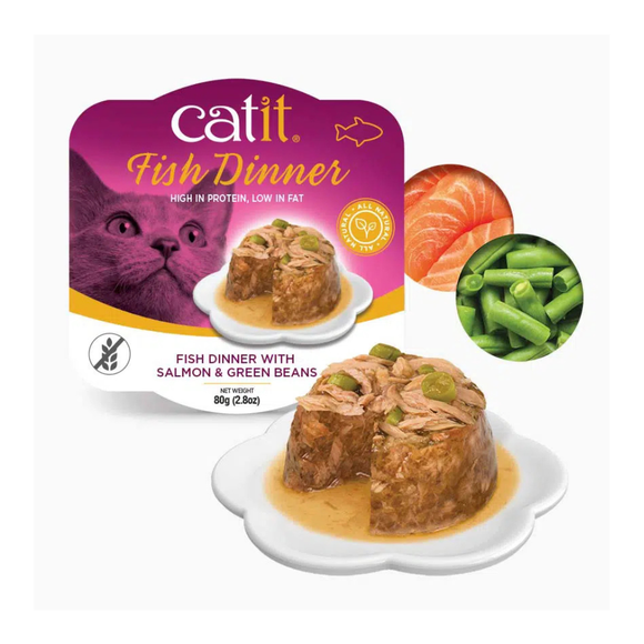 Catit Fish Dinner with Salmon & Green Beans Wet Cat Food (2.8 oz) - 1 pack - Cat Food 1