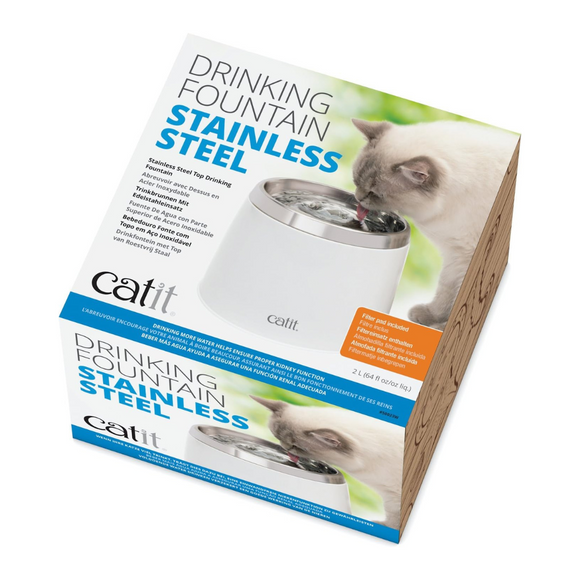 Catit Fresh & Clear Stainless Steel Cat Water Fountain (64 fl. oz.) - Cat Bowls & Feeders 11