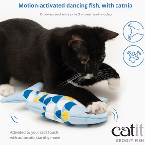 Catit Groovy Fish Motion-Activated Catnip Cat Toy Blue - Interactive Cat Toys 2