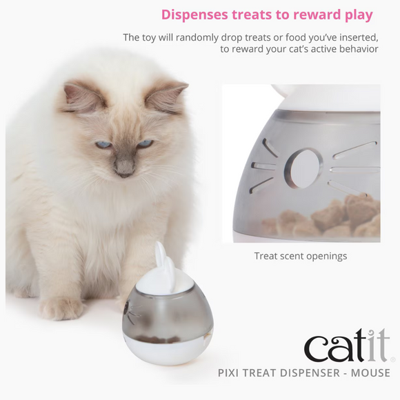 Catit PIXI Mouse Shape Treat Dispenser for Cats - Cat Bowls & Feeders 5