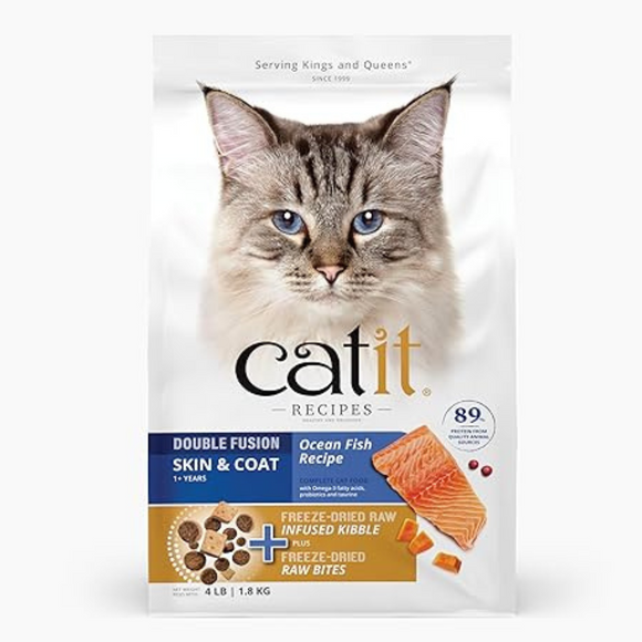 Catit Recipes Double Fusion Cat Food - Skin & coat care / 4lb - Cat Food 7