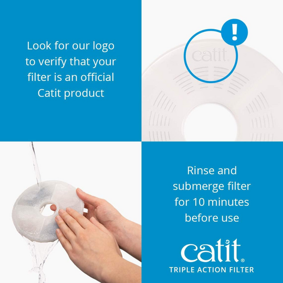Catit Triple Action Fountain Filters For Catit Flower Fountains - Cat Bowls & Feeders 11