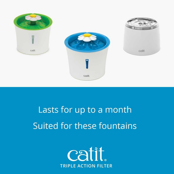 Catit Triple Action Fountain Filters For Catit Flower Fountains - Cat Bowls & Feeders 6