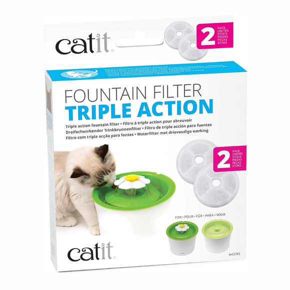 Catit Triple Action Fountain Filters For Catit Flower Fountains - Cat Bowls & Feeders 12