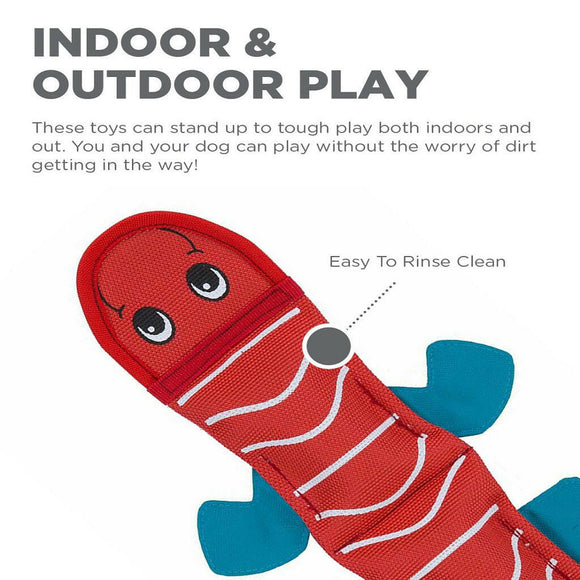 Outward Hound Fire Biterz Lizard 2 Squeaker Red Dog Toy (Medium)