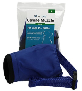 VetOne Nylon Padded Canine Muzzle, Large (45-60 lbs)