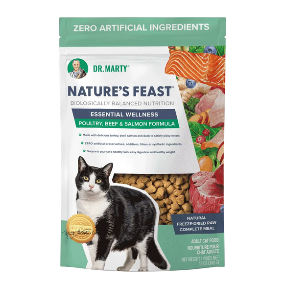 Dr. Marty Nature's Feast Essential Wellness Beef, Salmon, & Poultry Blend Freeze Dried Raw Cat Food