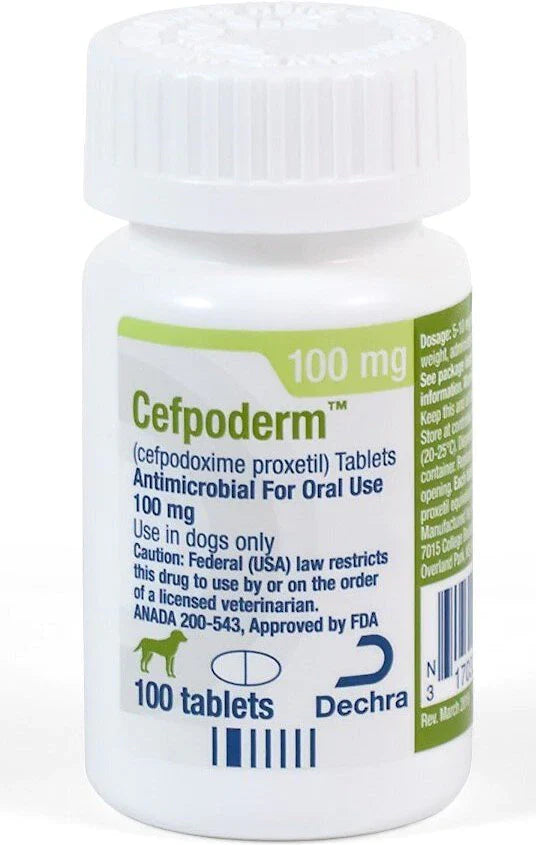 Cefpoderm (cefpodoxime proxetil) Tablets for Dogs