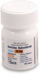 Cetirizine Hydrochloride 10mg (Manufacturer may vary) 100 Tablets - Online Dog Pharmacy: Supplements Vitamins