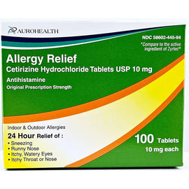 Cetirizine Hydrochloride 10mg (Manufacturer may vary) 100 Tablets - Online Dog Pharmacy: Supplements Vitamins