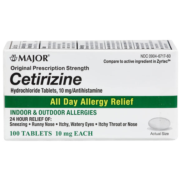 Cetirizine Hydrochloride 10mg (Manufacturer may vary) 100 Tablets