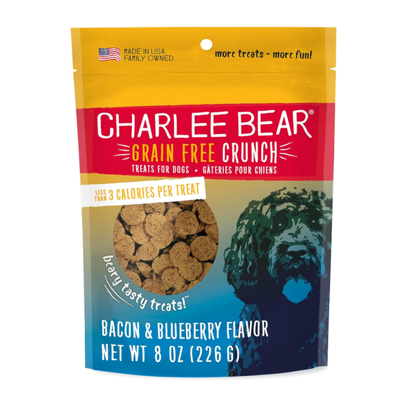 Charlee Bear Grain Free Crunch Dog Treats (8 oz) - Bacon & Blueberry - Dog Treats 3