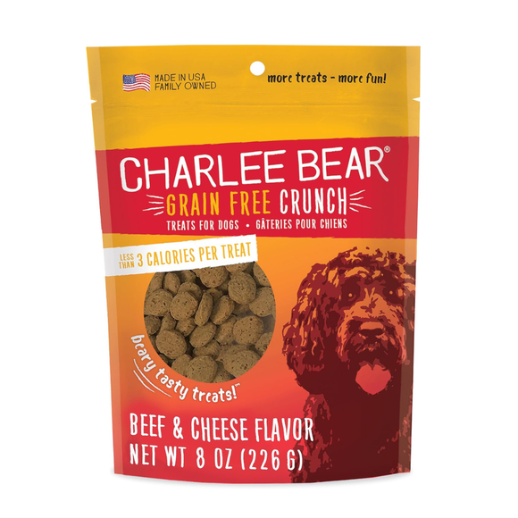 Charlee Bear Grain Free Crunch Dog Treats (8 oz) - Beef Liver & Cheese - Dog Treats 10