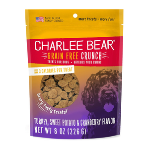 Charlee Bear Grain Free Crunch Dog Treats (8 oz) - Turkey, Sweet Potato, & Cranberry - Dog Treats 1