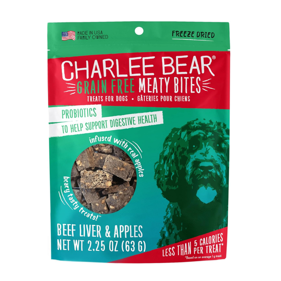Charlee Bear Meaty Bites Dog Treats (2.25 oz) - Beef Liver & Apples - Dog Treats 1