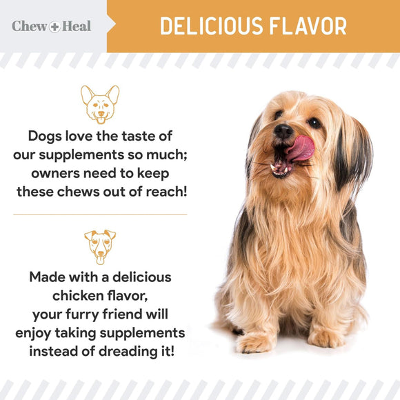 Chew + Heal Omega Skin + Coat Supplement for Dogs (180 soft chews)