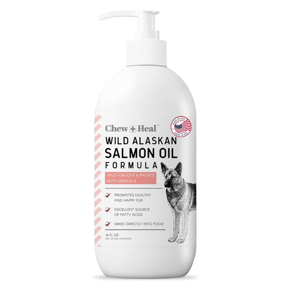 Chew + Heal Wild Alaskan Salmon Oil Formula for Healthy Skin and Coat For Dogs