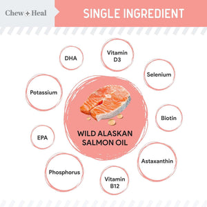 Chew + Heal Wild Alaskan Salmon Oil Formula for Healthy Skin and Coat For Dogs