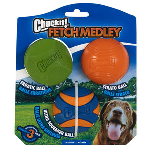 Chuckit! Fetch Medley Variety Triple Pack Medium - Erratic & Strato & Ultra Squeaker - Dog Toys 2