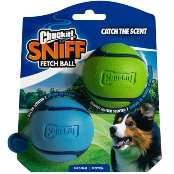 Chuckit! Sniff Fetch Scented Rubber Ball Toy For Dogs - Peanut Butter & Bacon Scented (2 balls) - Dog Toys 5