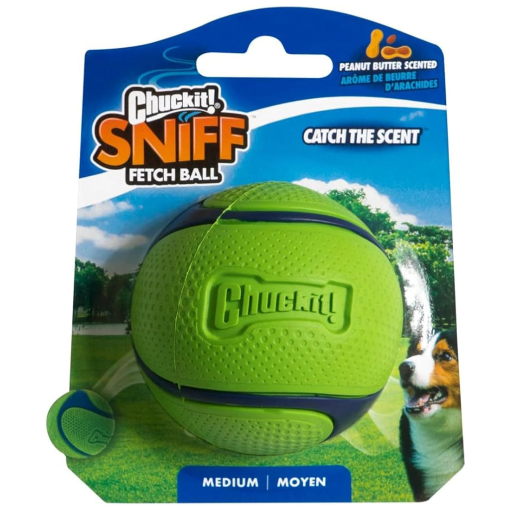 Chuckit! Sniff Fetch Rubber Ball Dog Toy – Bacon-Scented Fetch Toy