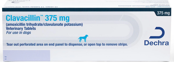 Clavacillin (Amoxicillin Trihydrate/Clavulanate Potassium) Tablets 375mg - Pet Medicine 1