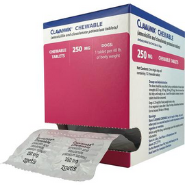 Clavamox (amoxicillin trihydrate/clavulanate potassium) Chewable Tablets 250mg - antibio 1