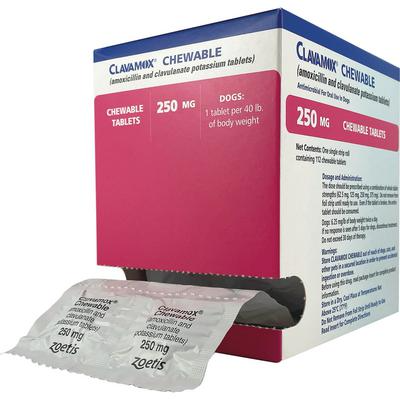 Clavamox (amoxicillin trihydrate/clavulanate potassium) Chewable Tablets 250mg - antibio 1