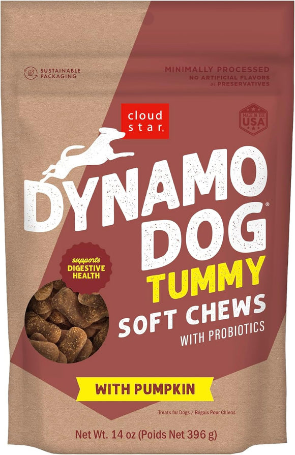 Cloud Star Dynamo Dog Tummy Soft Chews with Probiotic & Pumpkin, (14 oz)