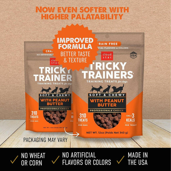 Cloud Star Tricky Trainers Grain Free Chewy Dog Treats Peanut Butter (12 oz)